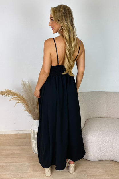 Maxi jurk met gevlochten detail - Zwart