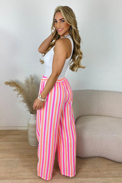 Kara - broek stripe fuchsia