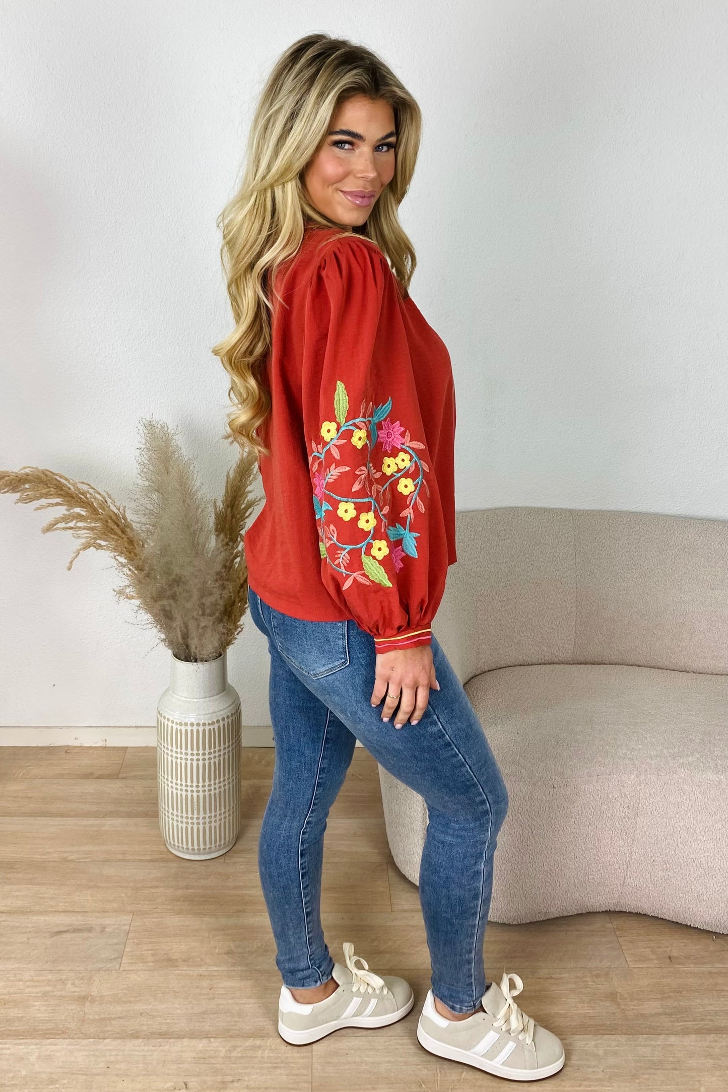 Flower sleeve vest - Terracotta