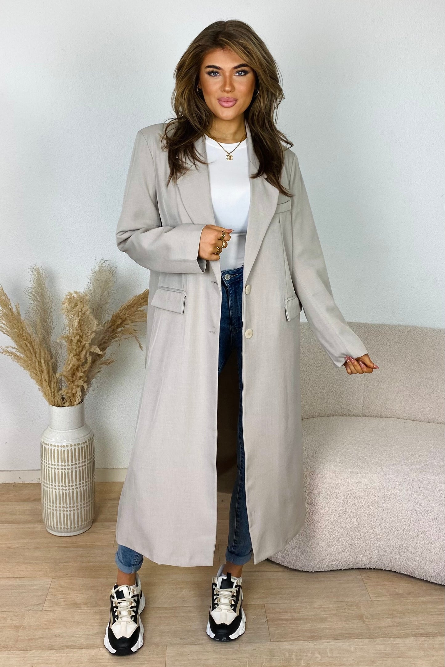 Long blazer coat - Taupe