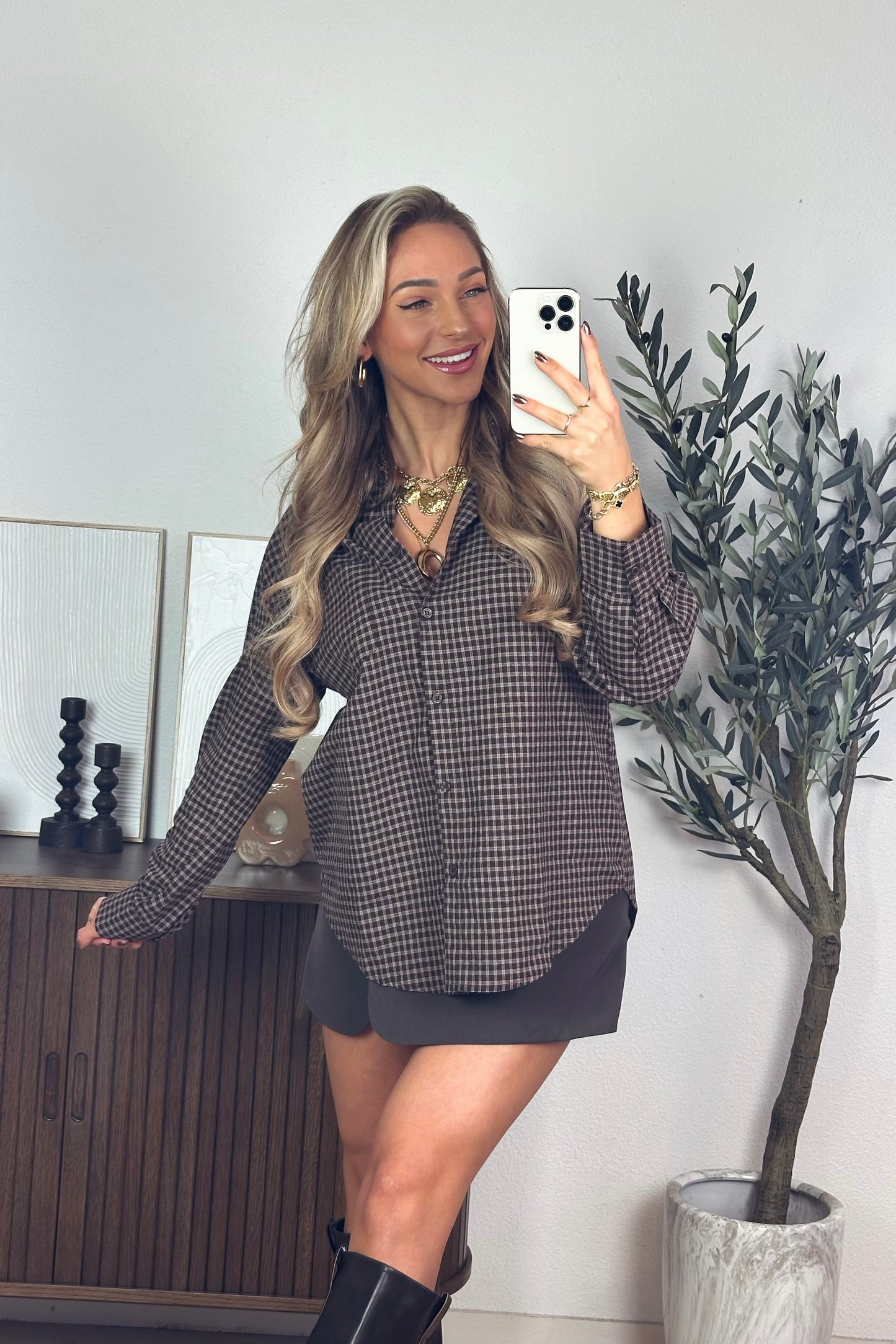 Juul checkered blouse - Brown