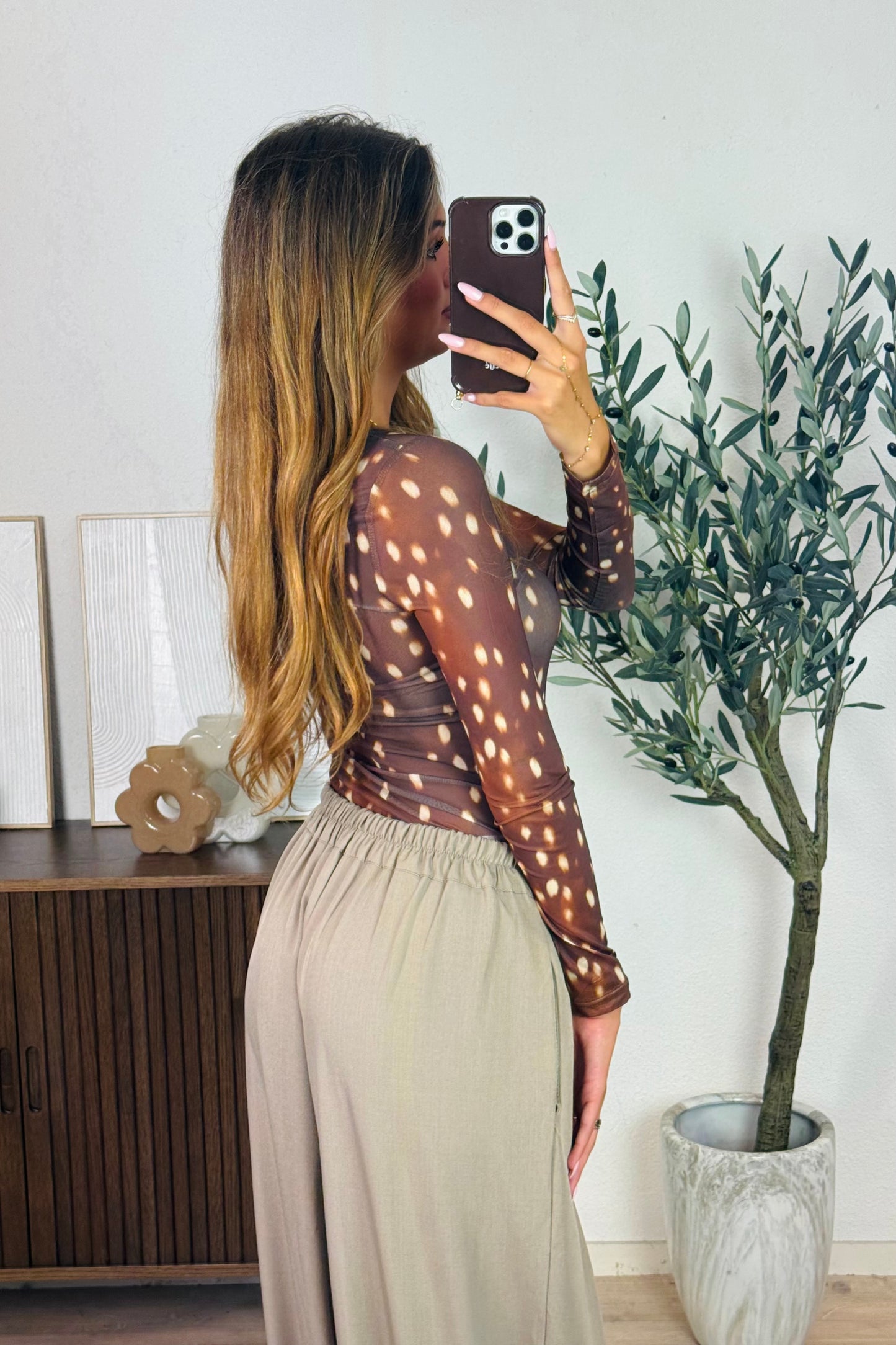 Joelle mesh top - Bruin