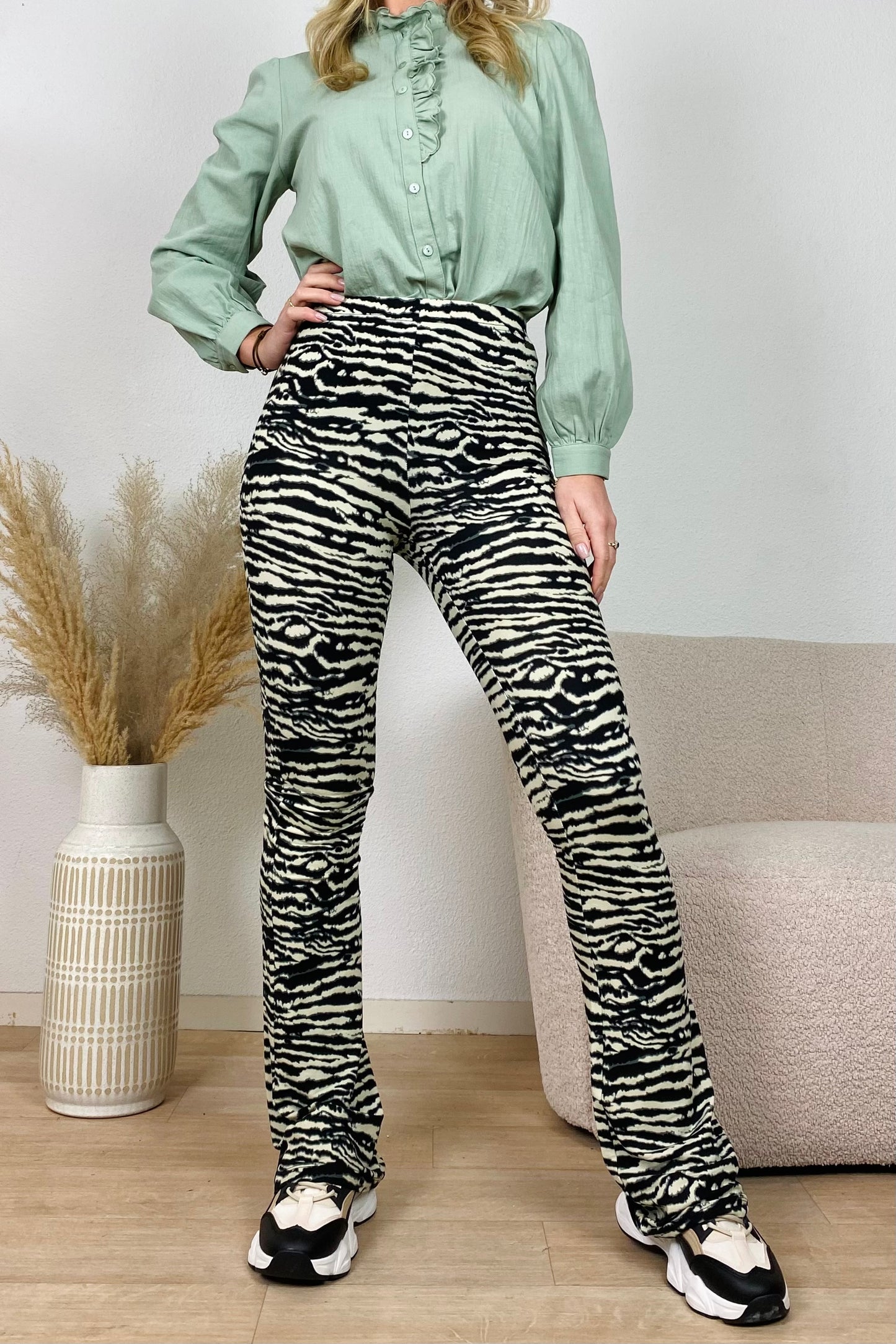 Soft flared pants zebra - Green