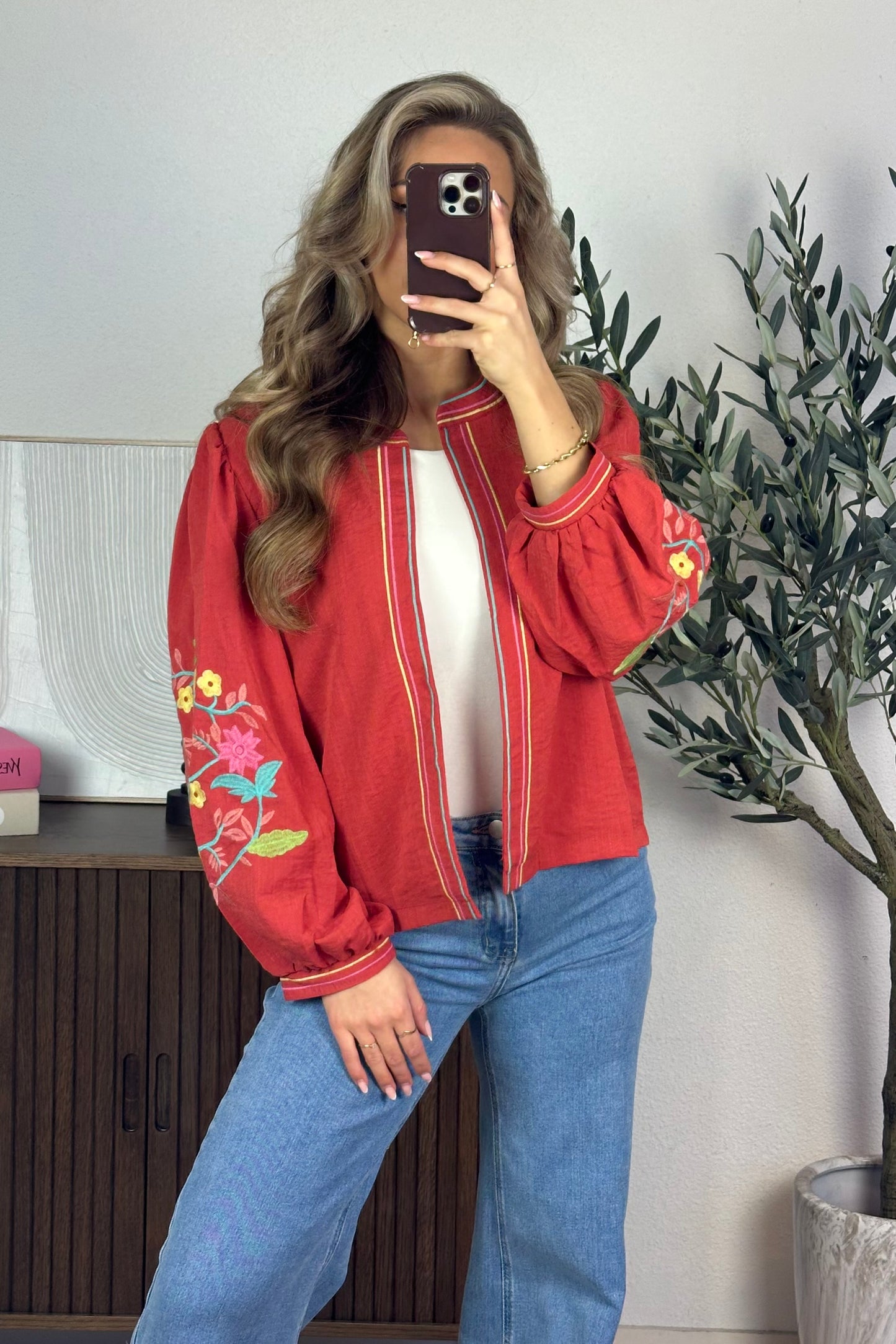 Flower sleeve vest - Terracotta