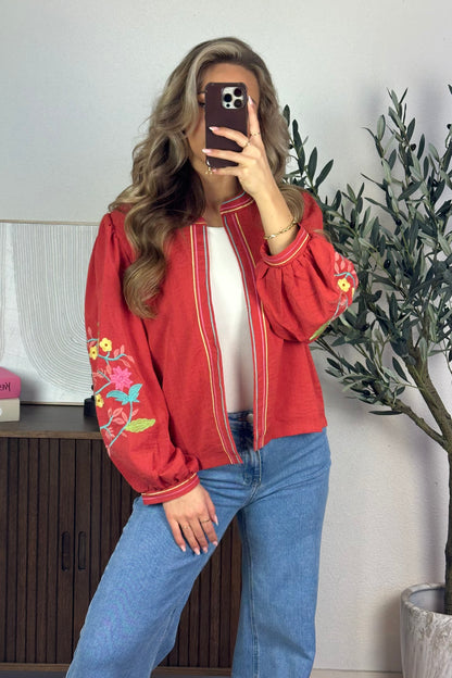 Flower sleeve vest - Terracotta