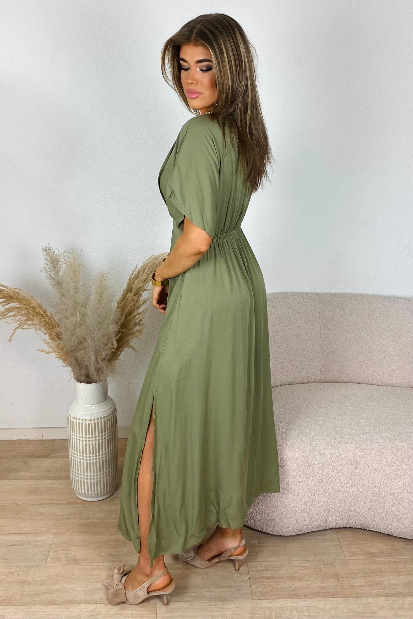 Flowy maxi dress - Kaki