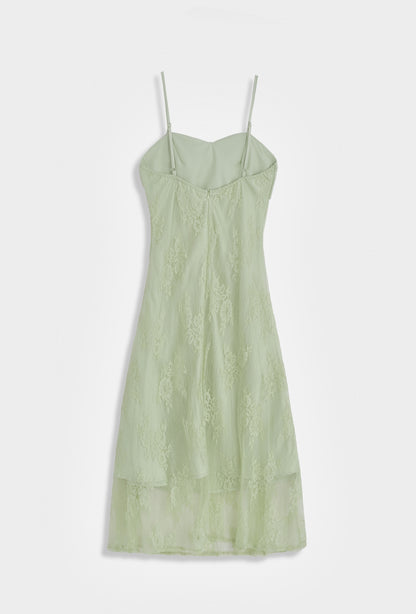 Elise kanten midi jurk - Groen