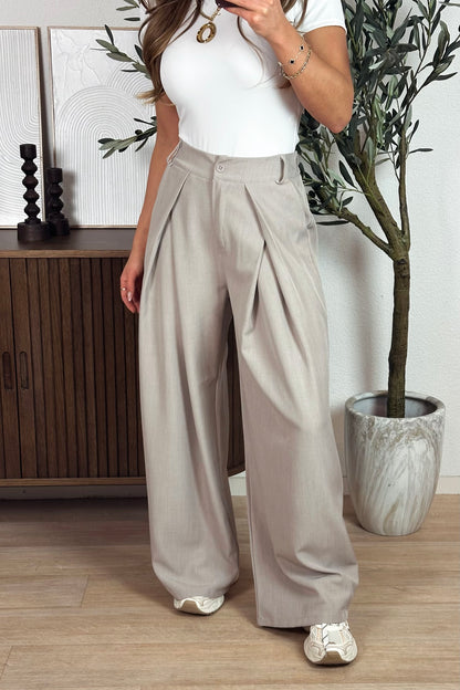 FG Essential geplooide pantalon - Taupe