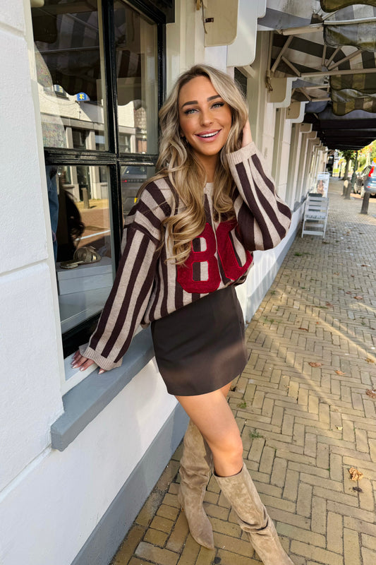Tracey 80 streep trui - Taupe