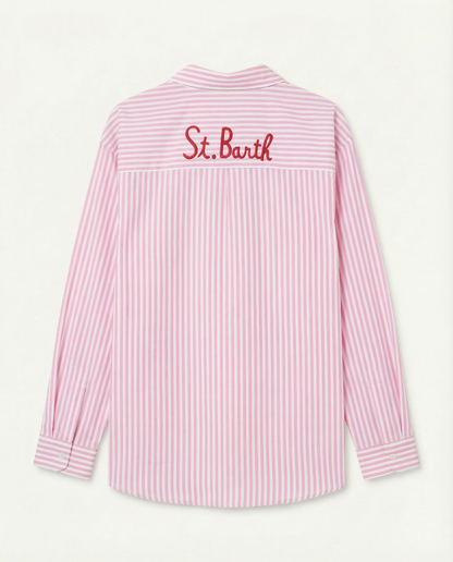 St Barth gestreepte blouse - Roze