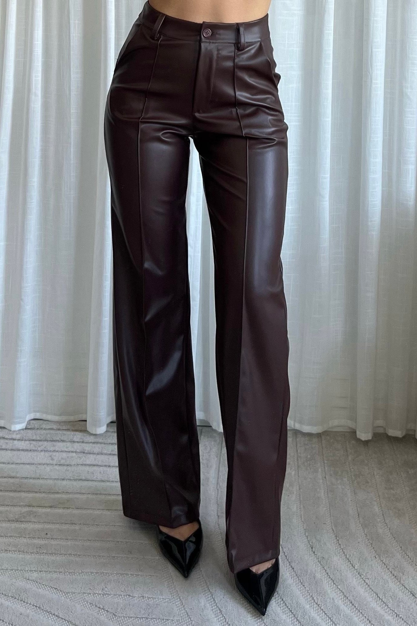 Shae PU pants - Brown