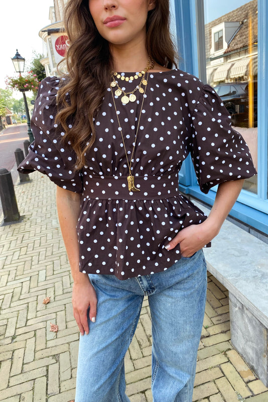 Naomi dots blouse - Brown