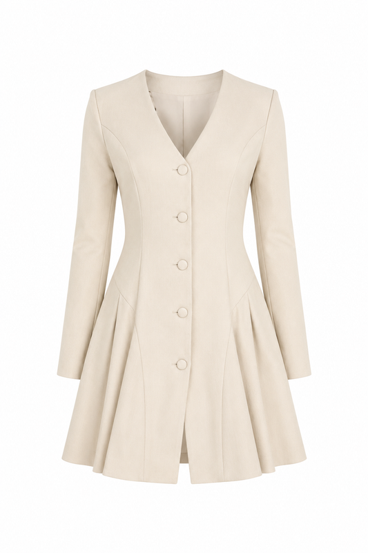 Flairy blazer jurk - Beige