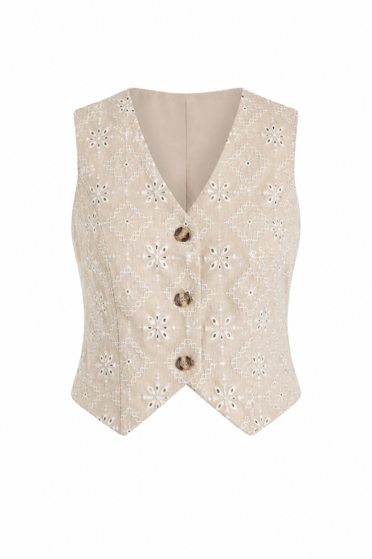 Embroidery gilet - Beige