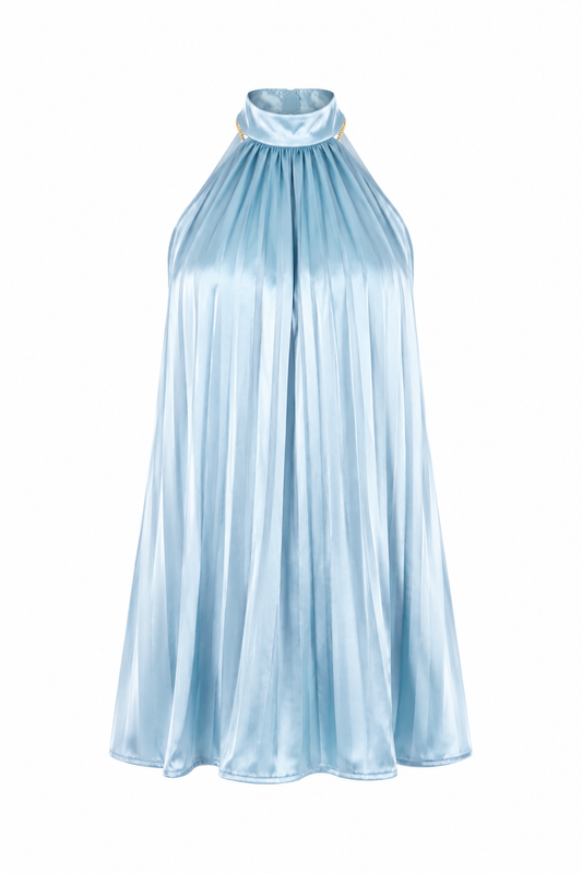 Flowy halter jurk - Blauw