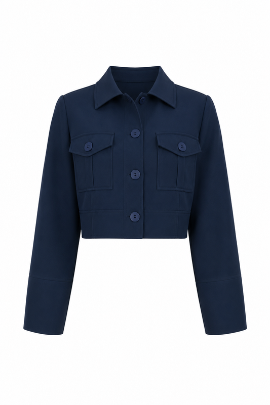 Cropped cargo jack - Grijs / Blauw