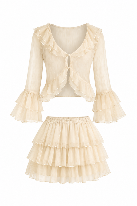 Ruffe 2-piece set - Beige