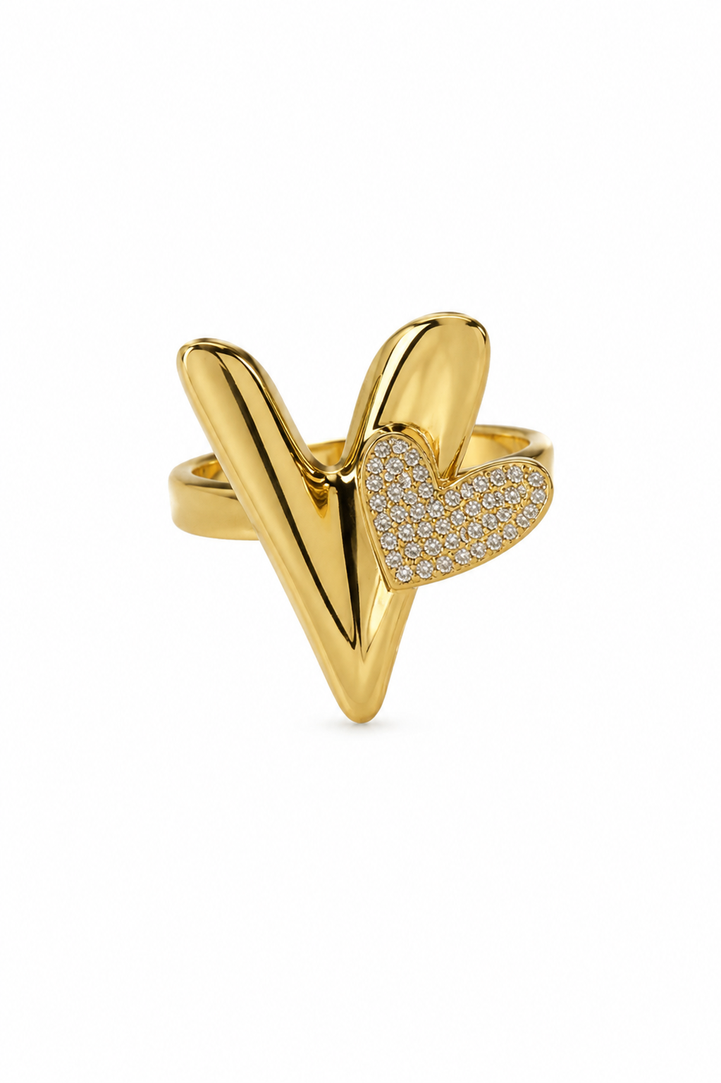 Ring dubbel hart goud