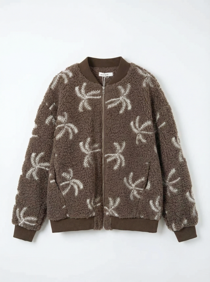 PRE-ORDER / Palmbomen teddy jacket - Bruin