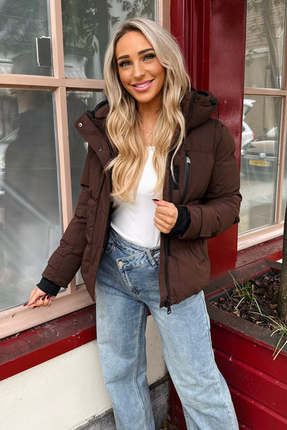 Haley korte pufferjas - Bruin