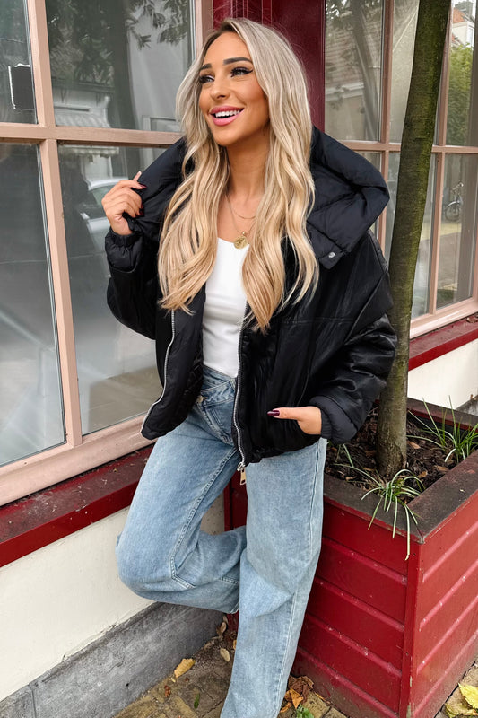 Roxy leren jas - Zwart