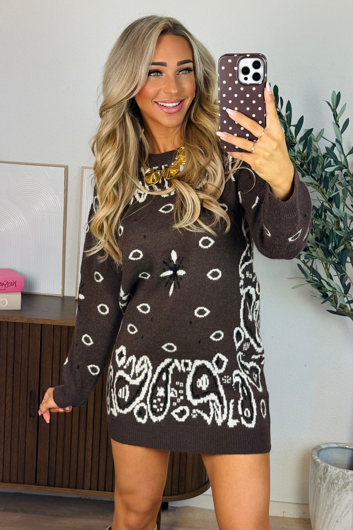 Noor knit jurk - Bruin
