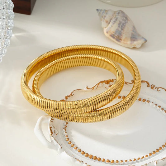 Double snake bangle - Goud