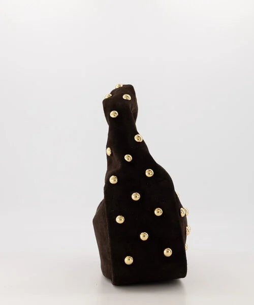 Donkerbruine suede studs tas - Lottie